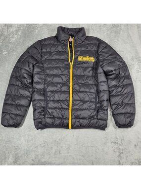 Pittsburgh Steelers Jacket Mens Medium Black Puffer Coat G-III NFL Apparel